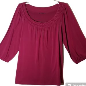 Cato women's medium embellished collar gathered pullover blouse. 2058